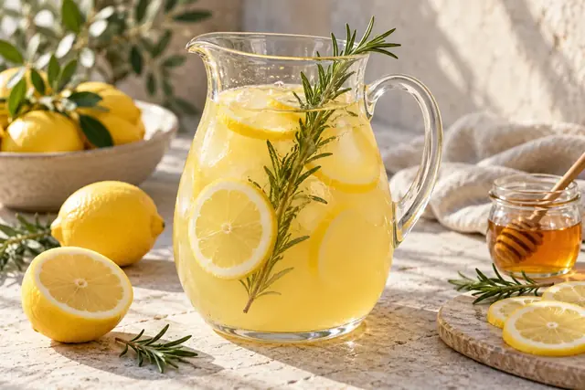 Carafe de citronnade au romarin